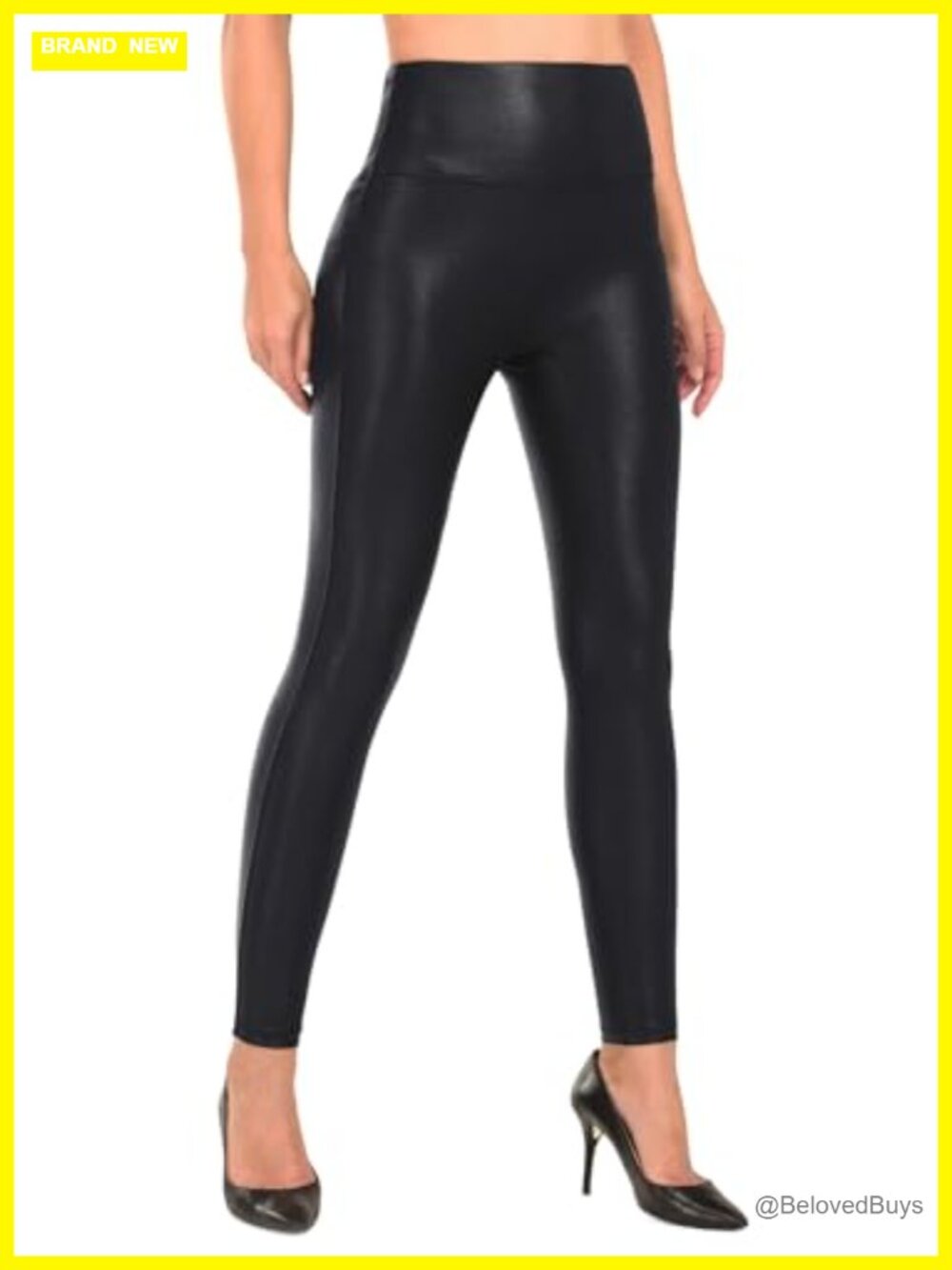 Faux Leather High Waisted Leggings Pleather Pants Tummy Control